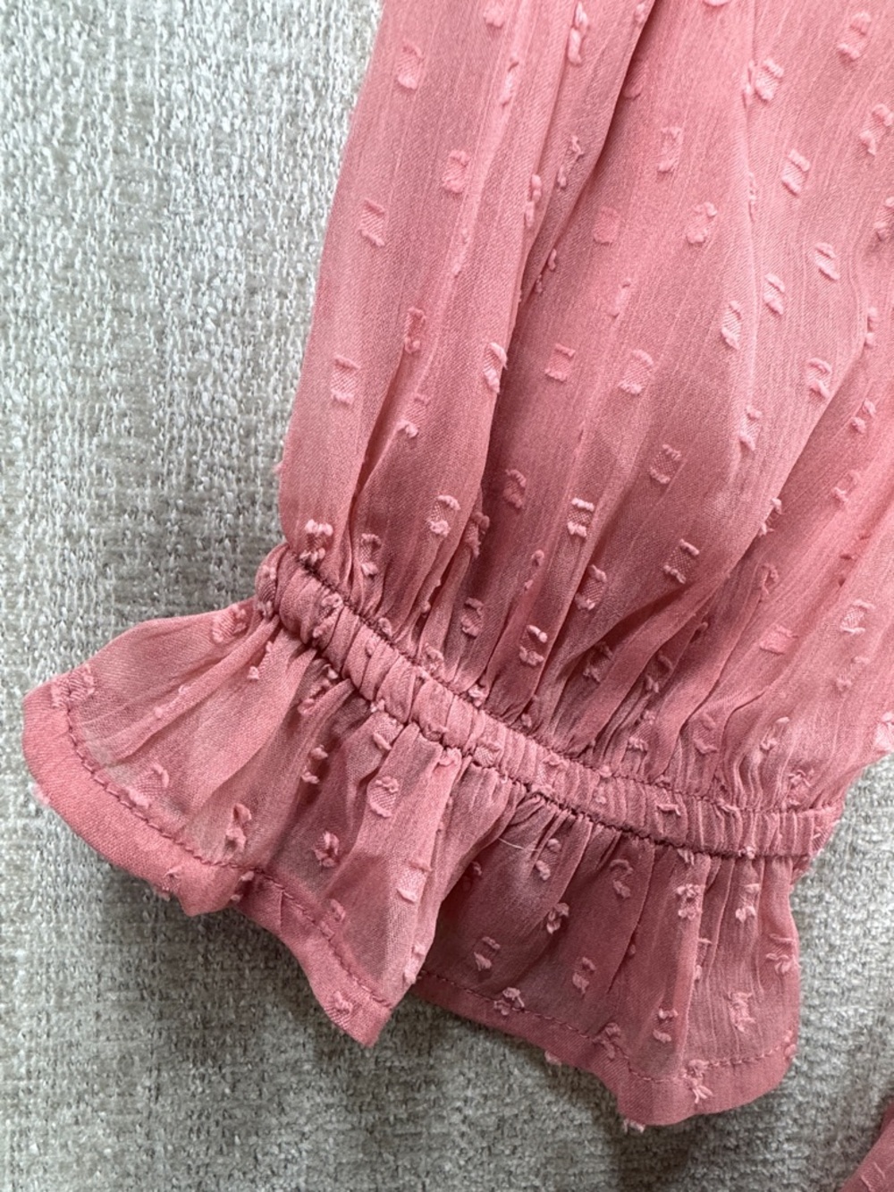NWT Patrons of Peace Mulberry Pink Smocked Swiss Dot Mini Dress Size Small - Picture 4 of 10